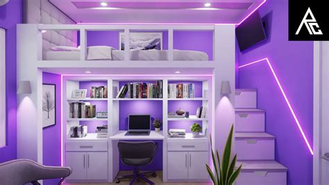 purple loft bed